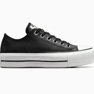 Converse Chuck Taylor Chucks Platform Leather 7.5 black white shoes VGUC
